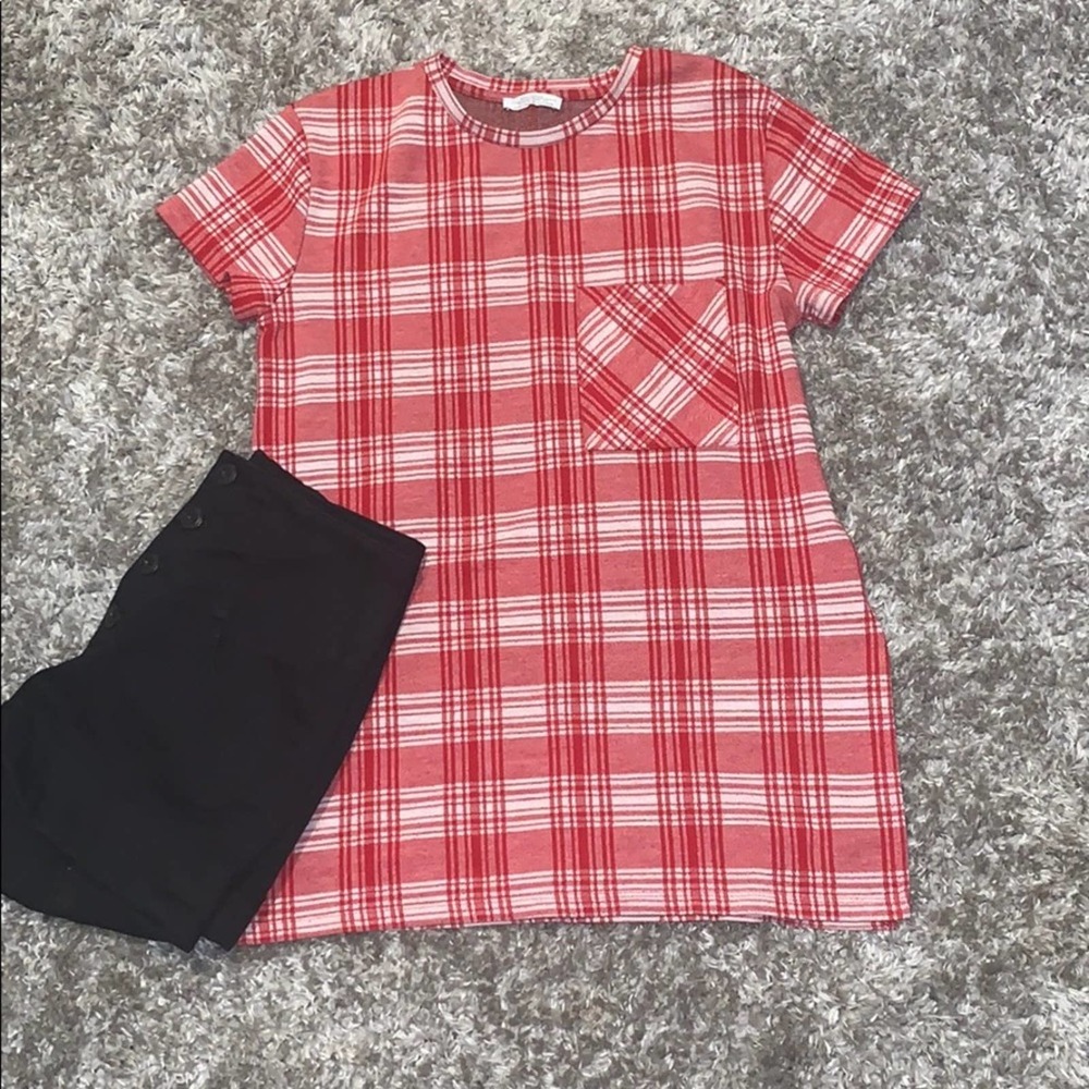 Zara Trafaluc red picnic pattern shirt!